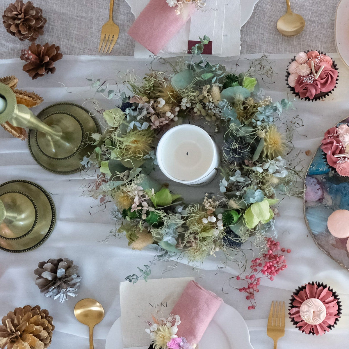 Flower Candle Ring - Floral Wreath - DIY pack &amp; video